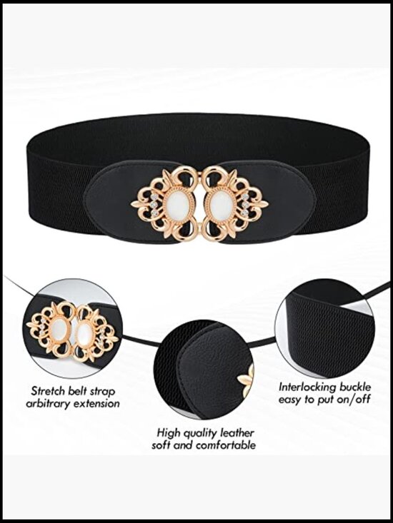 Plus Size Elastic Waist Belts for Women 4 Pack Wide Stretchy Faux Leather main image 4
